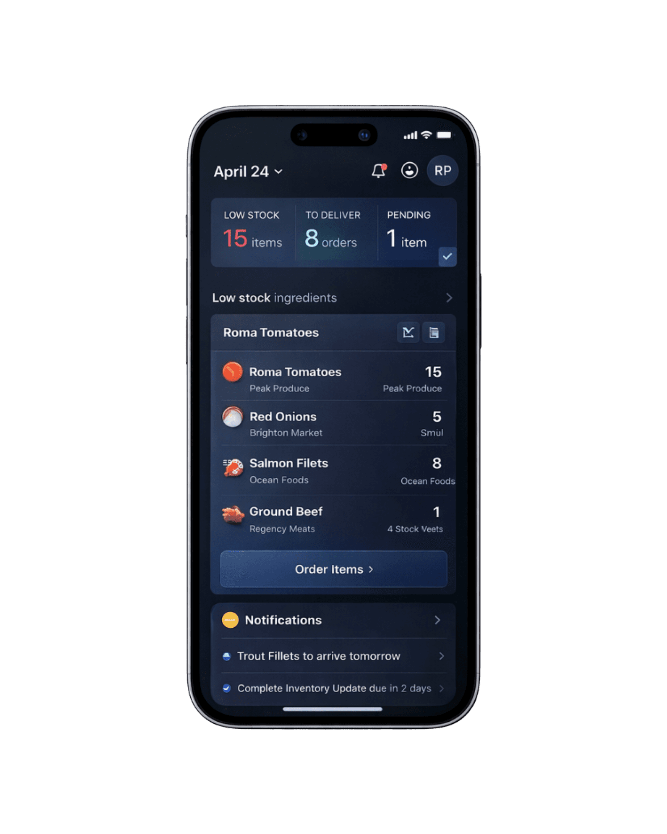 Preview of Premium mobile ops hub for meal plan delivery