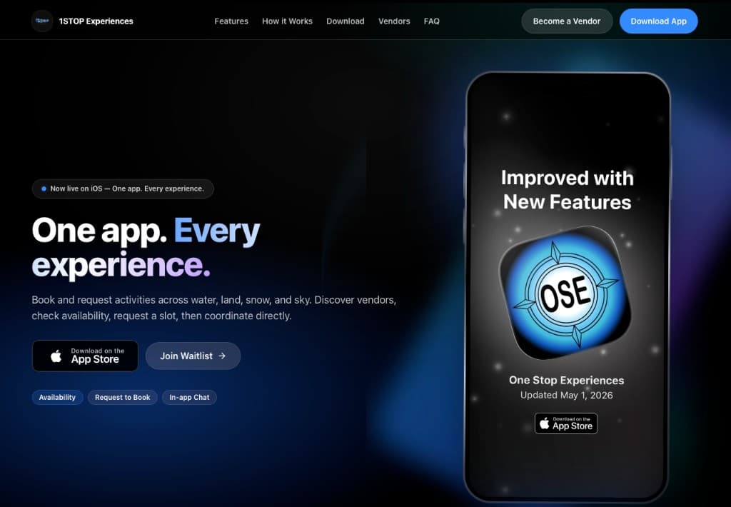 1STOP Experiences homepage