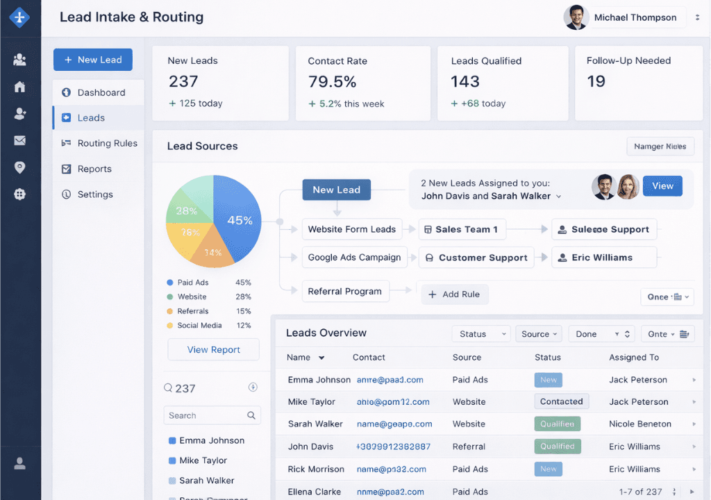 Preview of Lead intake + routing system for an operator