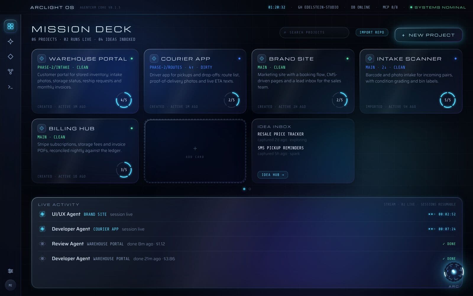 AgentCRM: Mission deck
