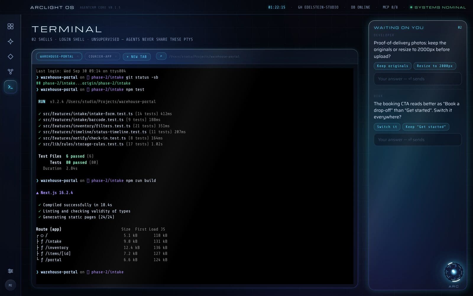 AgentCRM: Built-in terminal