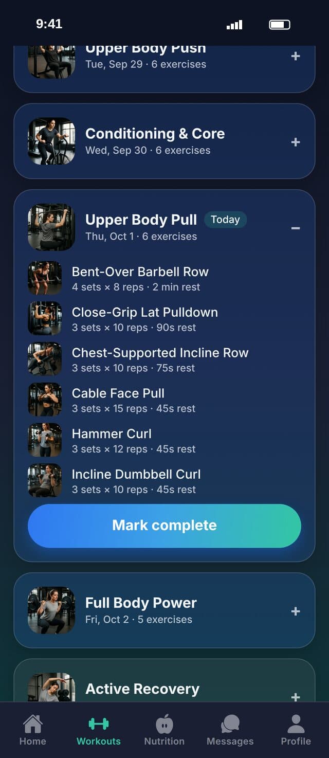 FuelMe: Today's workout