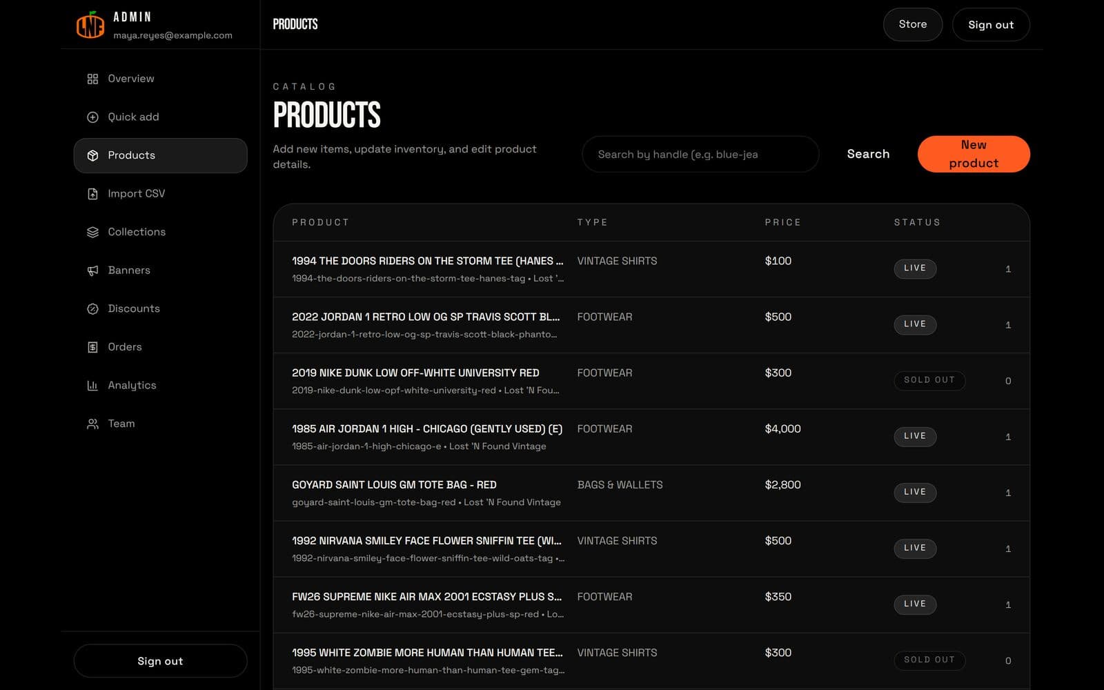 Lost 'N Found Vintage: Live inventory