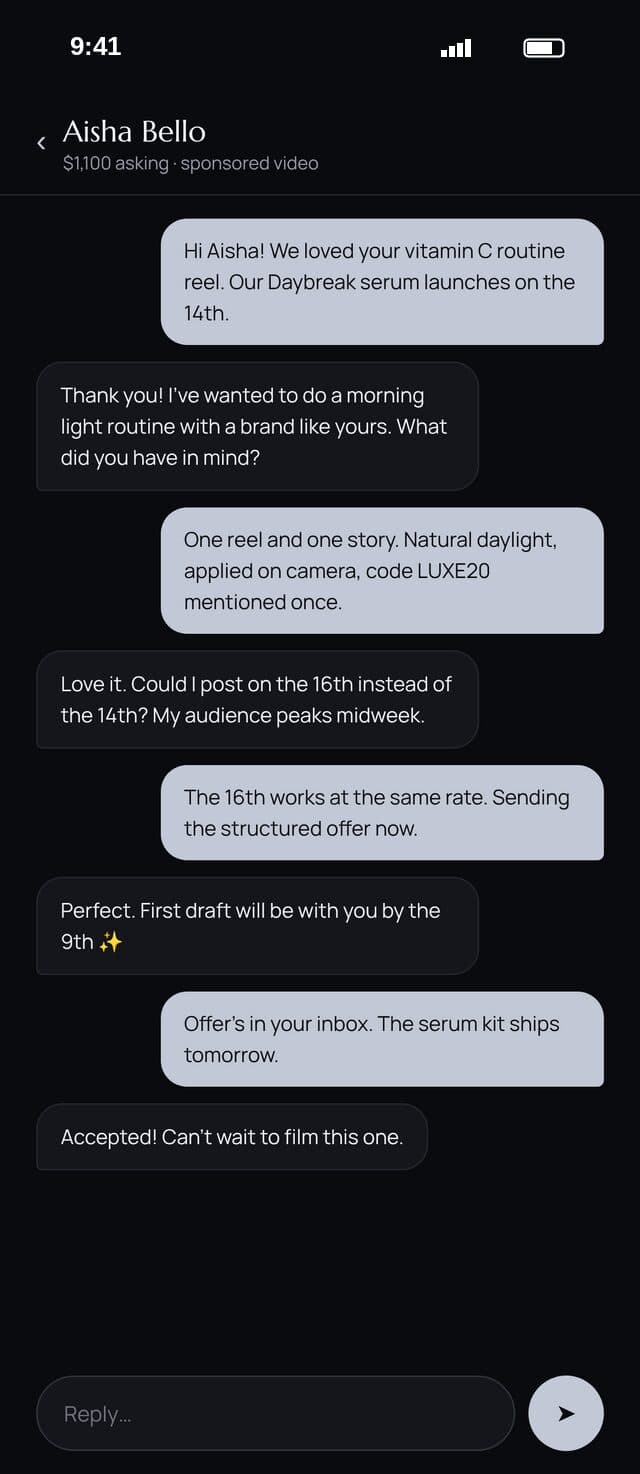 Luxe Link: Negotiate in chat