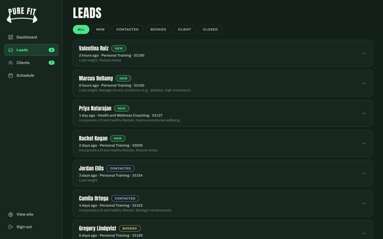 Pure Fit Miami: Every lead in one place