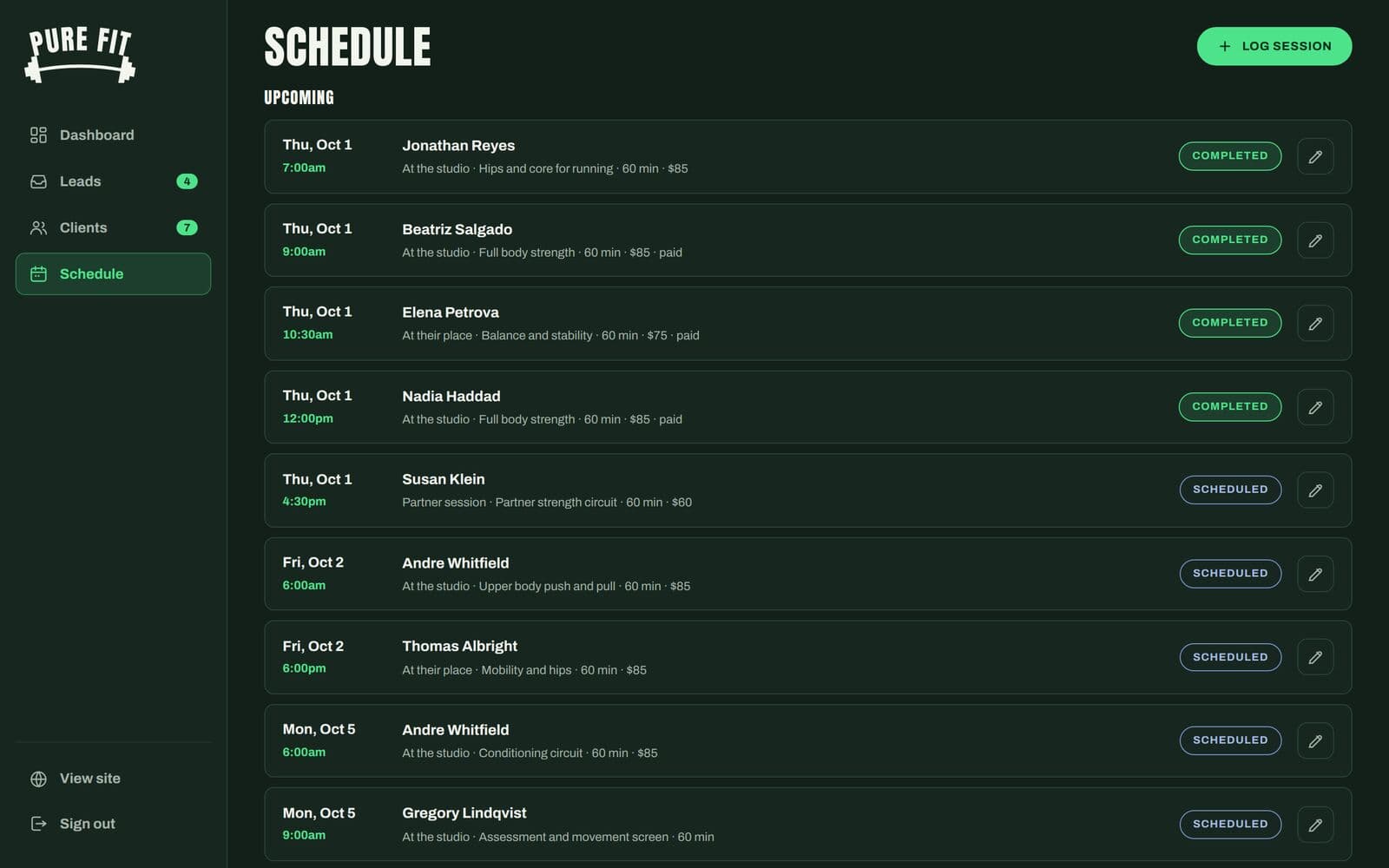 Pure Fit Miami: Schedule