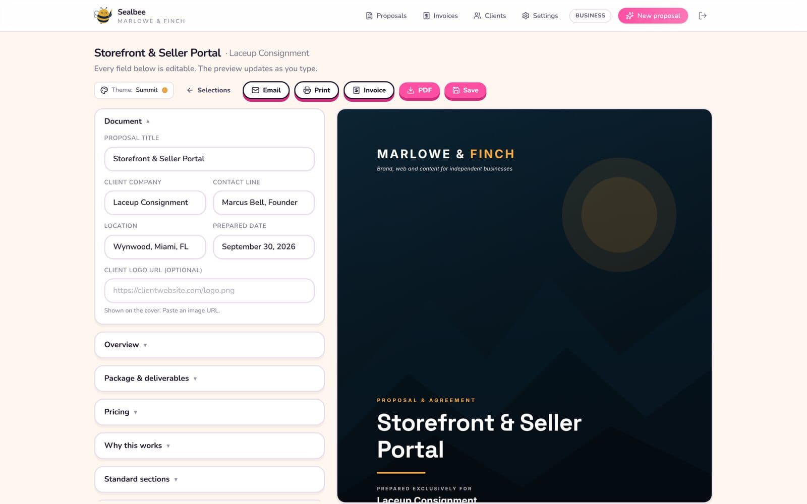 Sealbee: The proposal editor