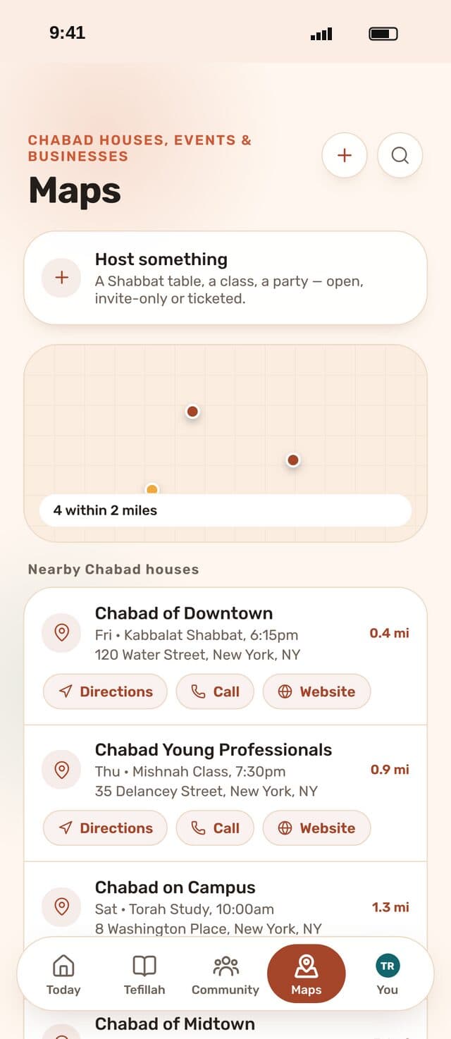 Shmooze: Chabad houses nearby